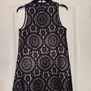 Love Fire Dress Women M Medium Black Geometric Shift Short Sleeveless Lined